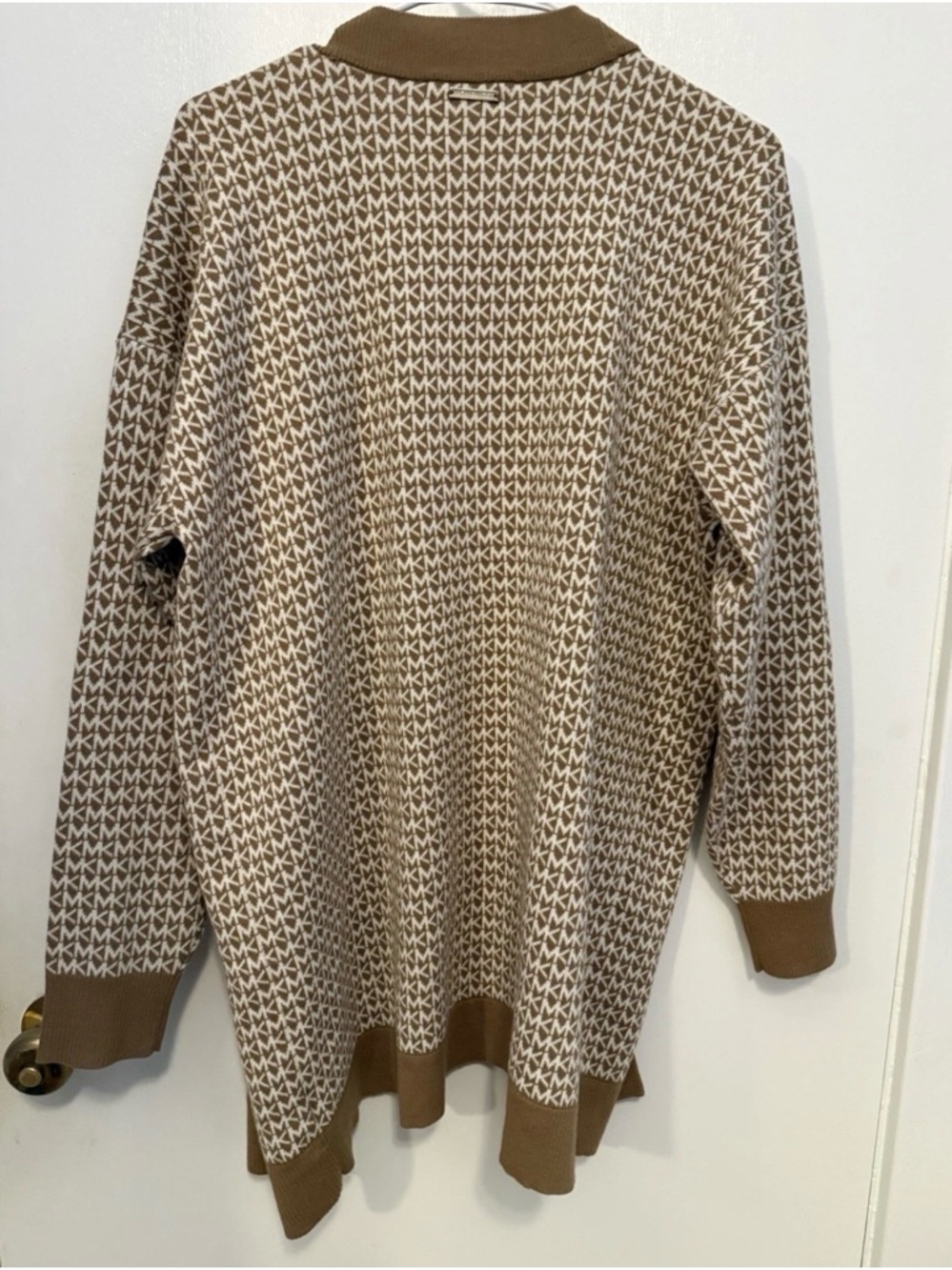 Michael Kors Long Logo Knit Cardigan Large Cotton Blend NWOT - Picture 5 of 5